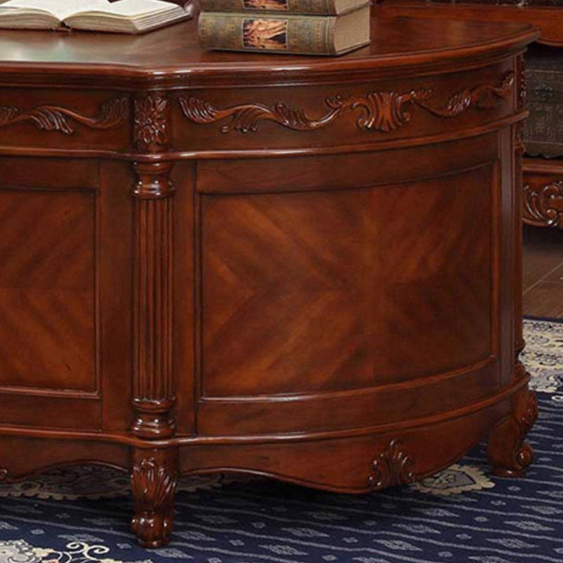 Handcrafted teak wood office desk for executive workspace