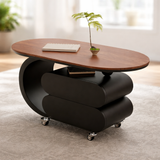 Modern oval coffee table with walnut top