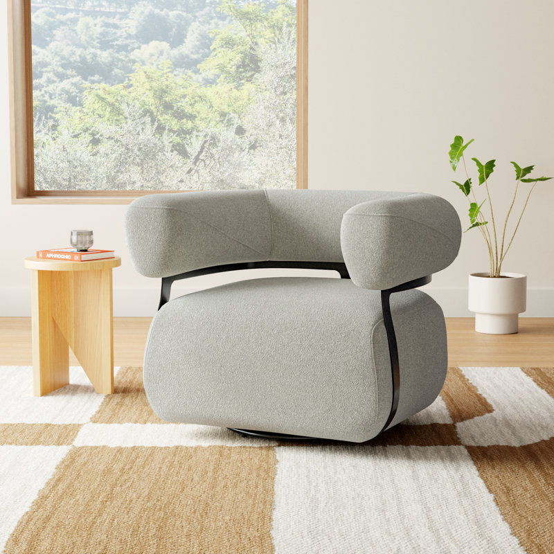 Contemporary upholstered teak wood designer chair