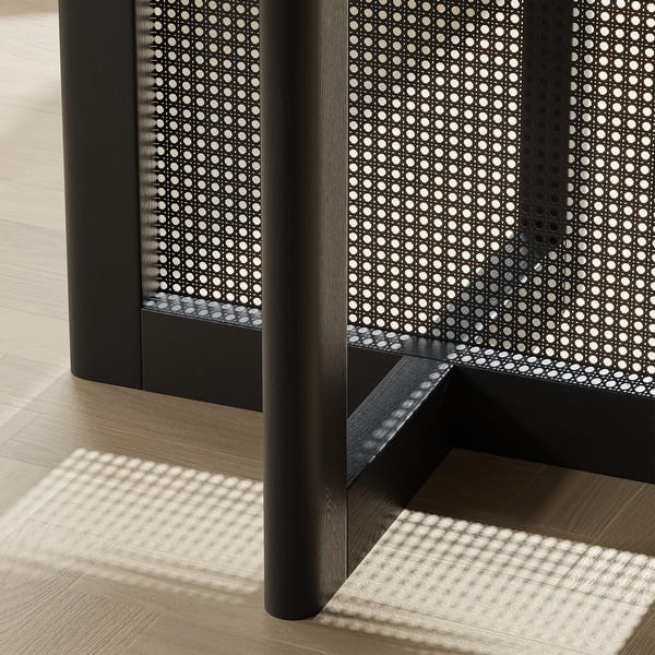 Minimalist dining area with black table set