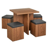 Elegant walnut dining table with cushioned seating