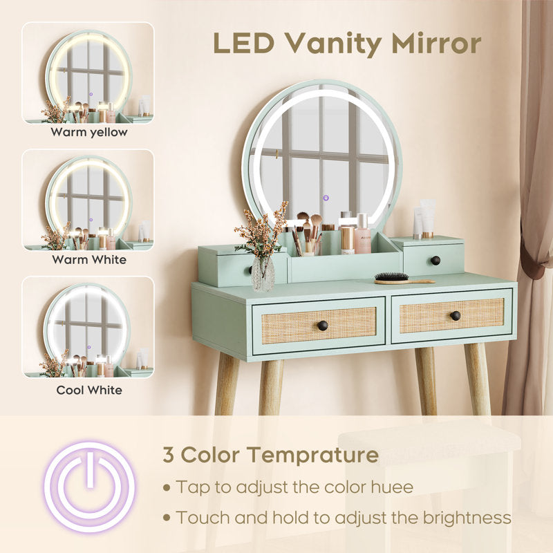 Scandinavian vanity table mint green