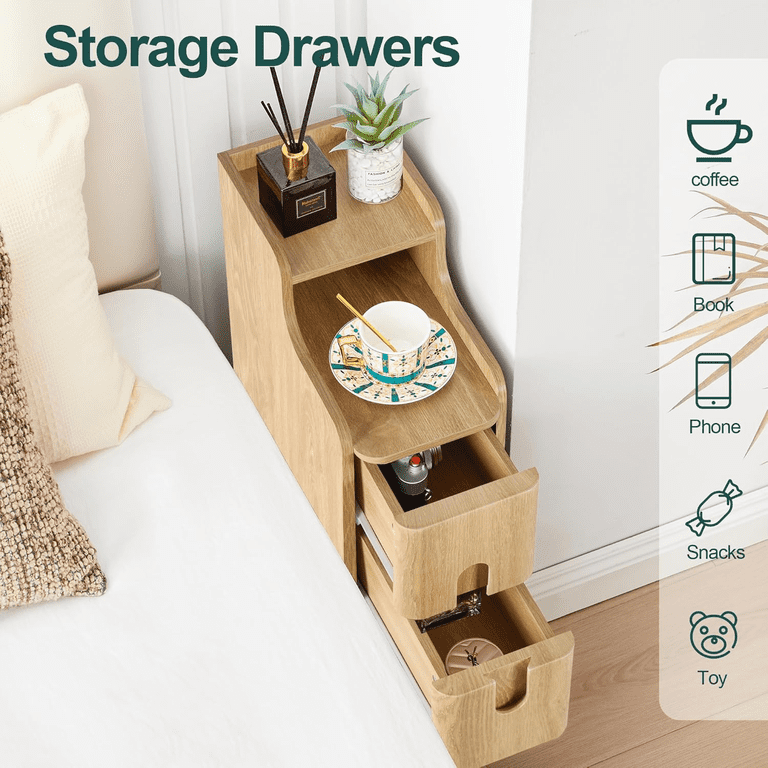 Compact wooden nightstand for bedroom