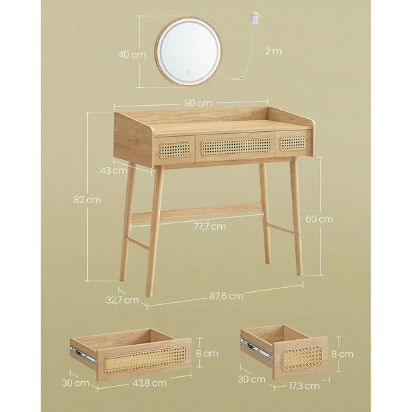 compact vanity desk for bedroom with drawers