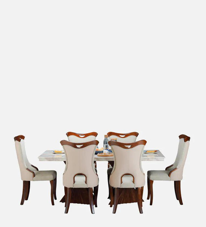 Designer dining table set crafted from solid teak wood