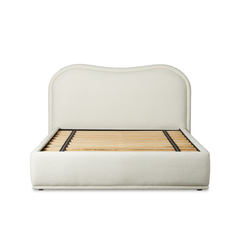 Luxury bedroom furniture teak wood upholstered bed