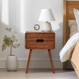 Minimalist wooden side table with tapered legs