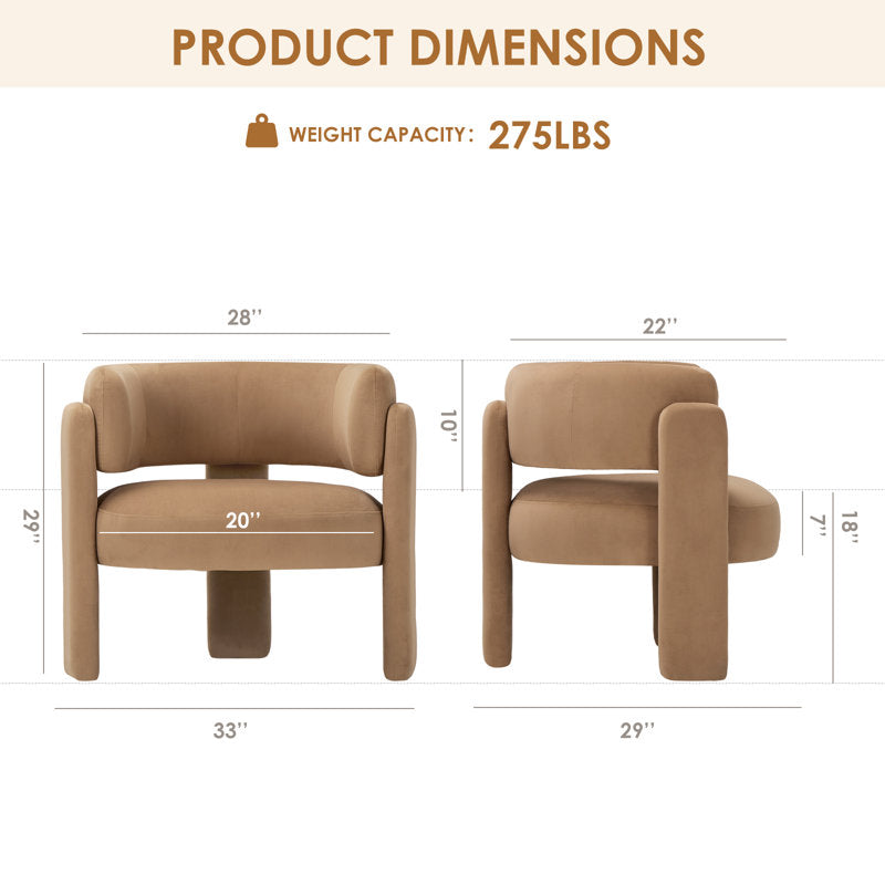 Designer beige accent chair with pedestal base