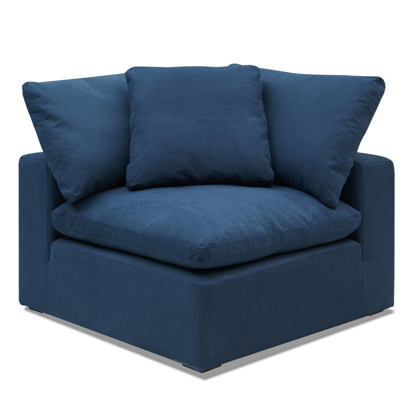 Designer blue modular sofa with solid wood frame
