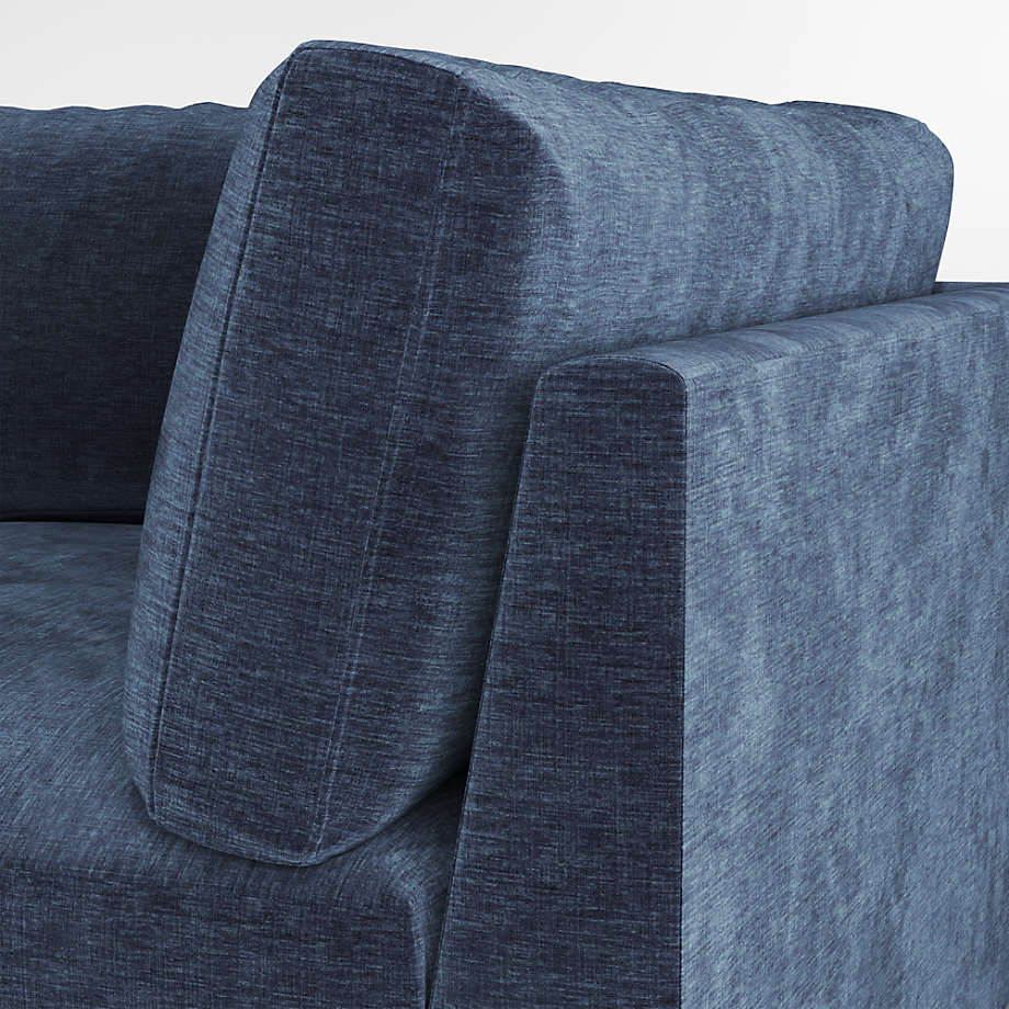 Designer blue sofa with plush cushions