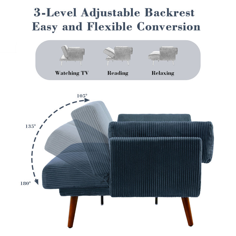 Contemporary solid teak wood fabric sofa
