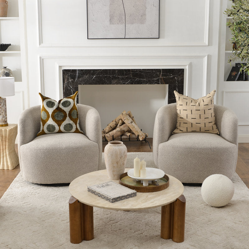 Luxury bouclé swivel lounge chairs for modern home