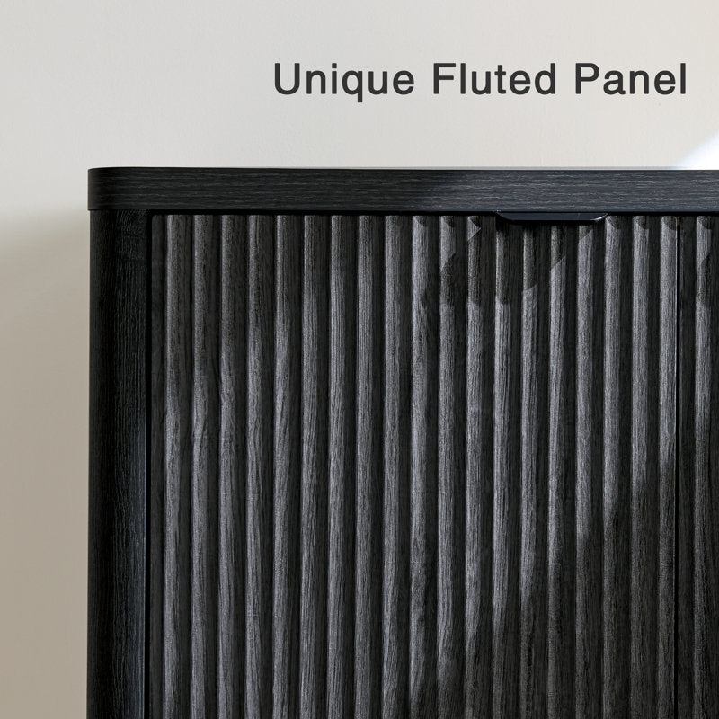 Minimalist black cabinet with vertical grooves