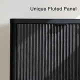 Minimalist black cabinet with vertical grooves