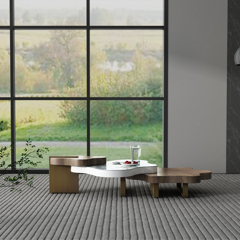 Designer modern center table with white marble finish