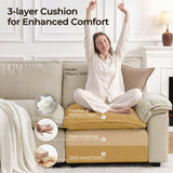 Elegant beige upholstered sofa for contemporary home interiors