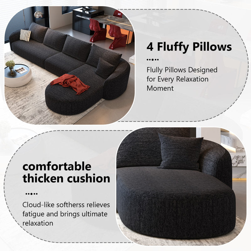 Scandinavian style curved sectional sofa furniture