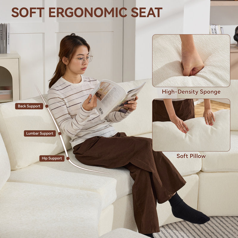 Minimalist teak wood upholstered sofa