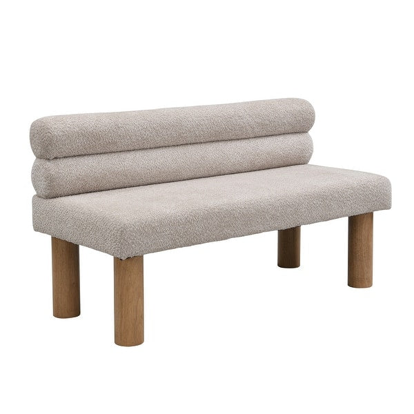 Minimalist teak wood upholstered bench for dining area