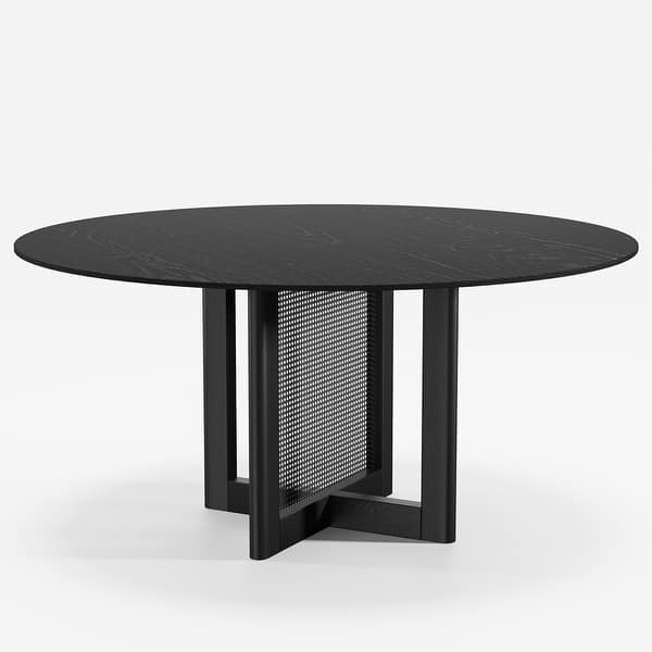Modern dining chairs with woven cane detail