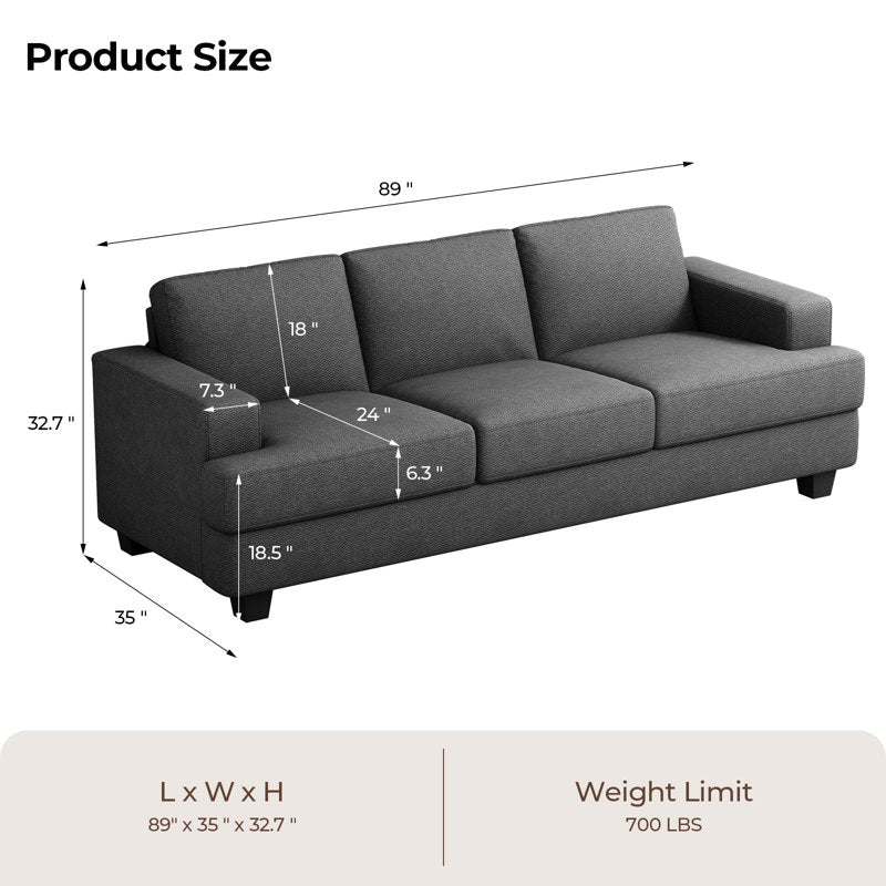 Luxury grey upholstered teak wood couch