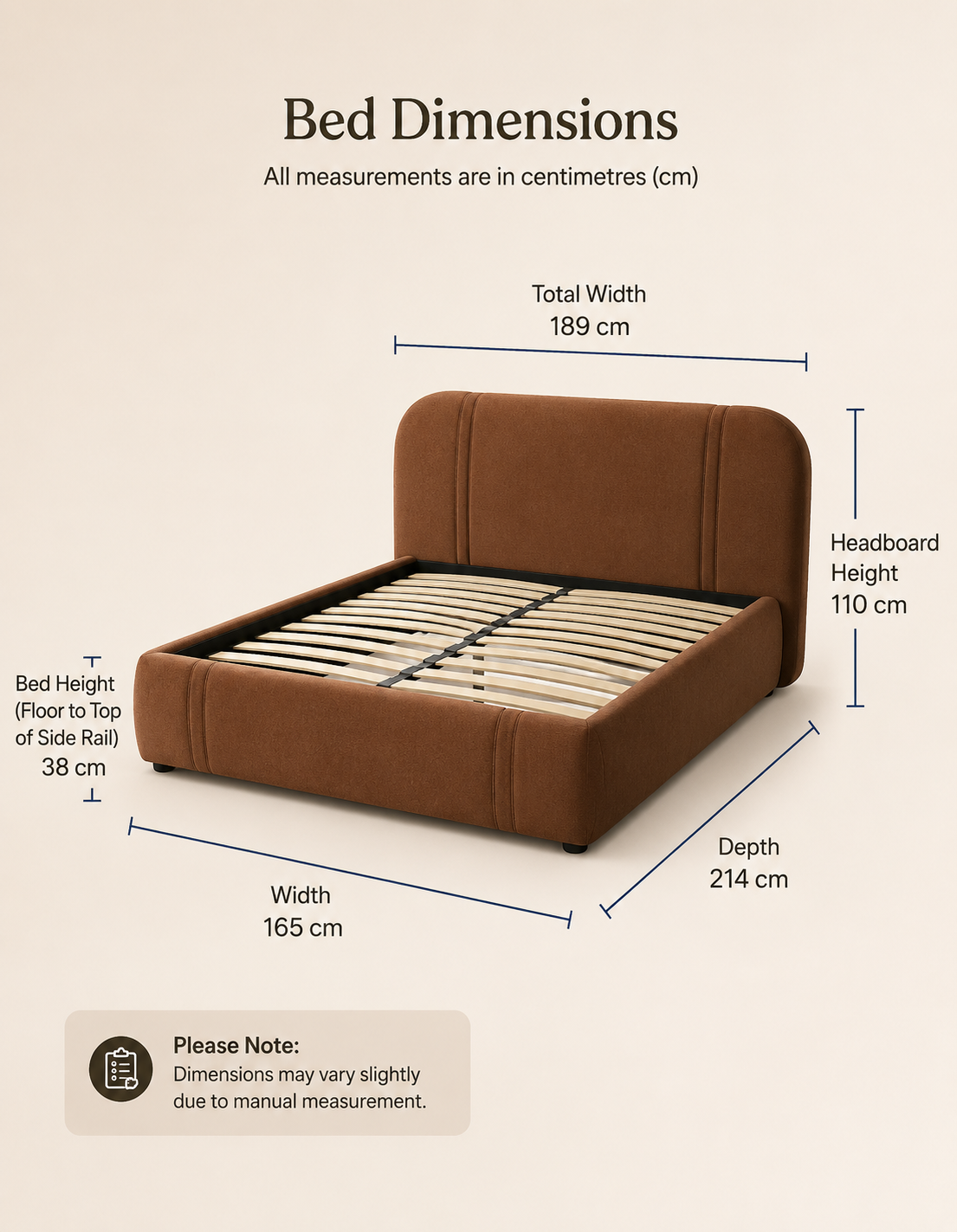 Premium upholstered teak wood bed with modern design