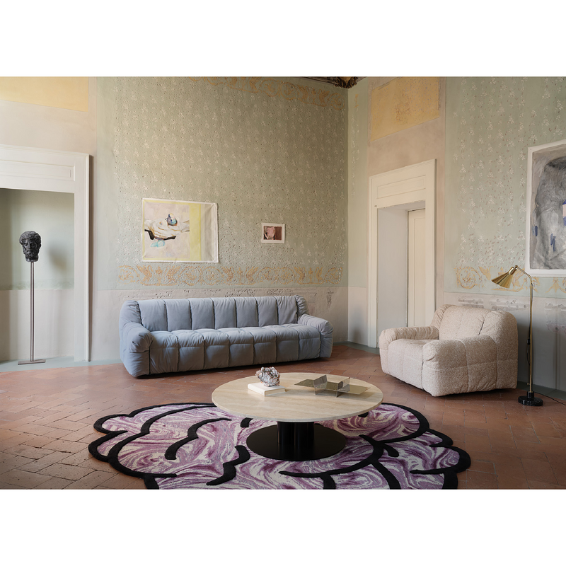 Stylish blue couch with deep seating comfort
