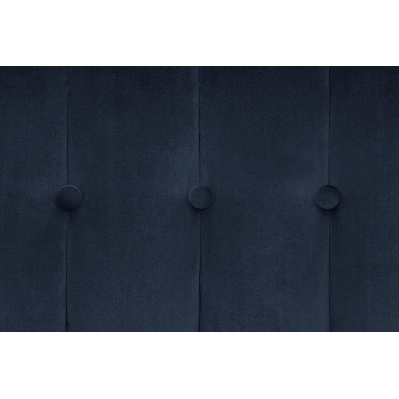 Modern channel tufted blue velvet couch