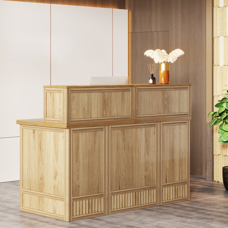 Premium teak wood front desk for hotel reception