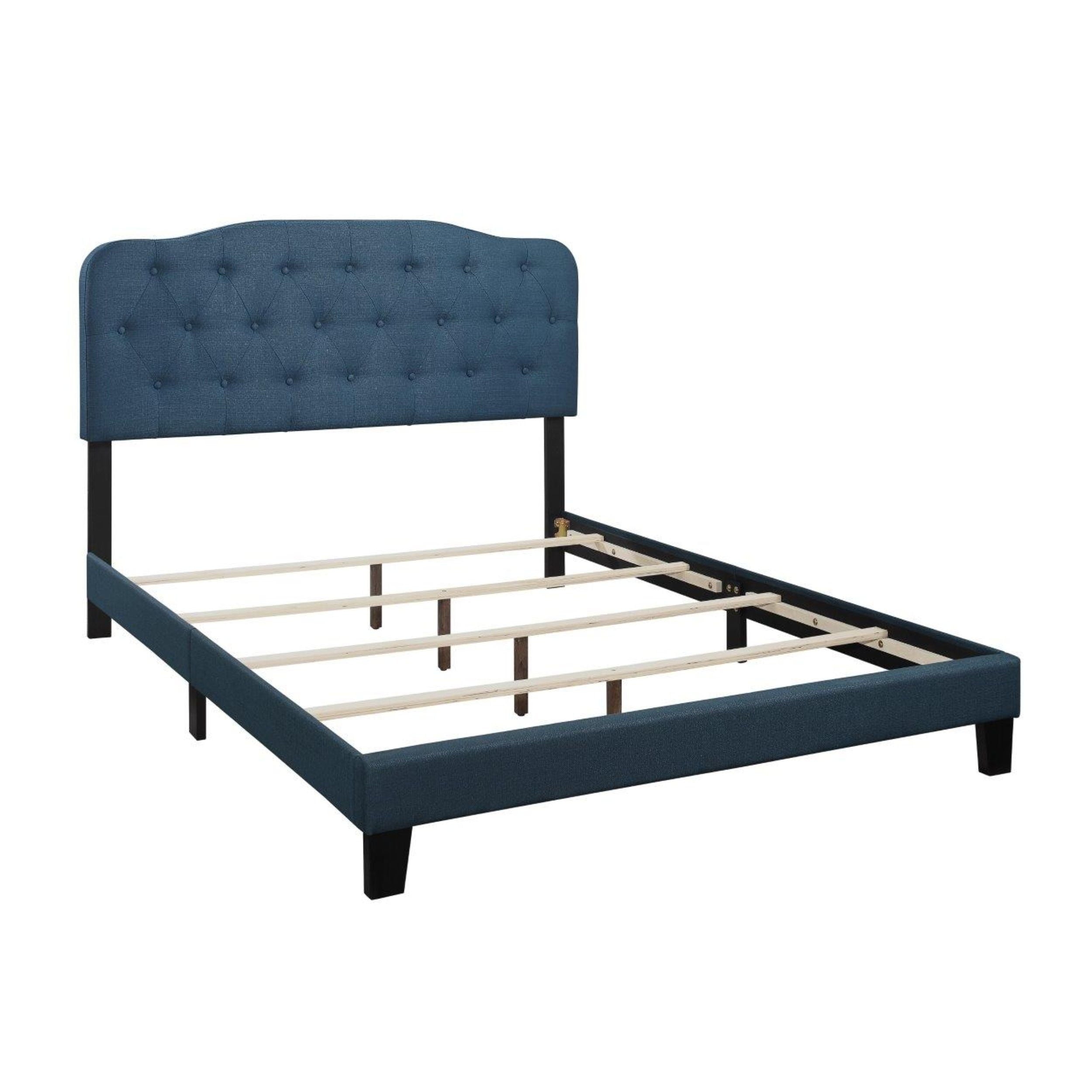 elegant bedroom bed with cushioned headboard