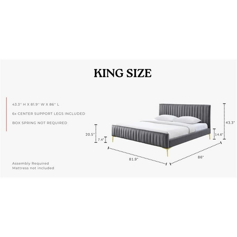 luxury grey bed with channel tufted headboard