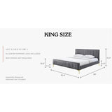 luxury grey bed with channel tufted headboard