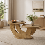 Modern teak wood nesting coffee table set in living room