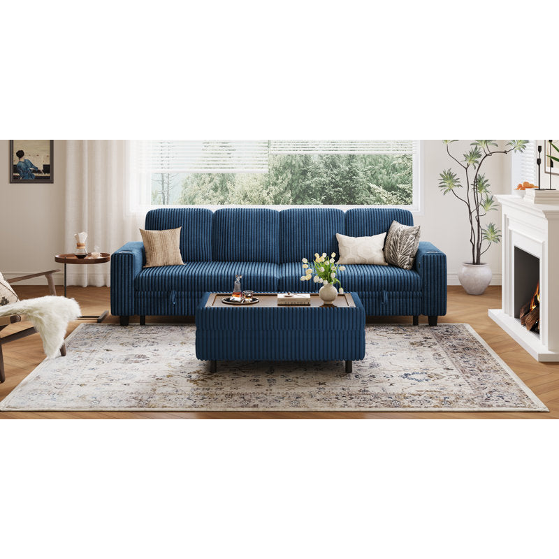 Premium teak wood upholstered storage bench