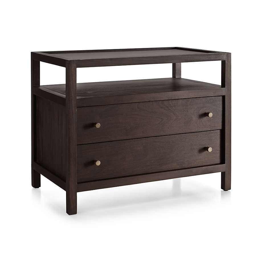 Contemporary teak wood bedroom nightstand