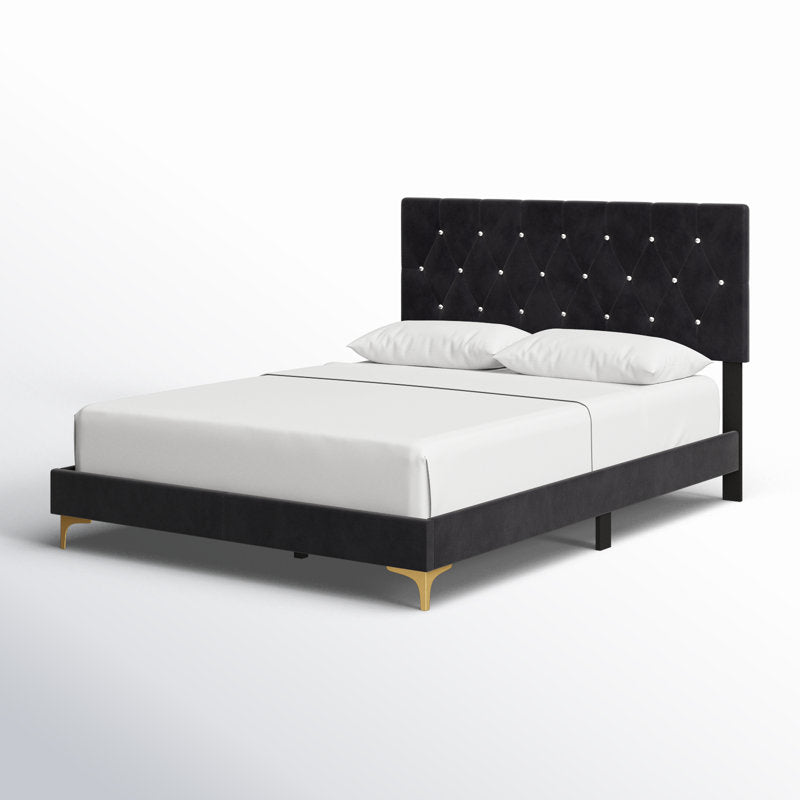 Solid teak wood upholstered bed for contemporary bedrooms