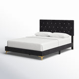 Solid teak wood upholstered bed for contemporary bedrooms