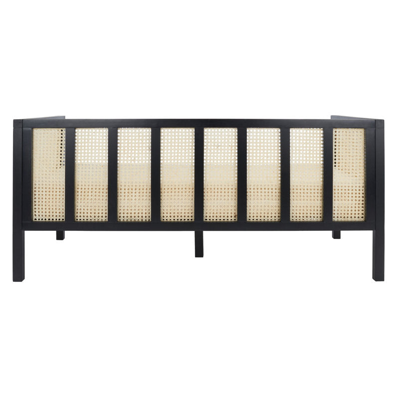 Teak Wood Cane Sofa – Modern Rattan Daybed Bench (3 Seater)