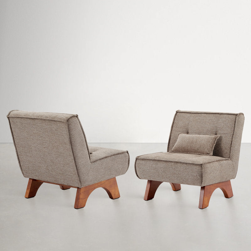 Scandinavian teak wood lounge chair with lumbar pillow