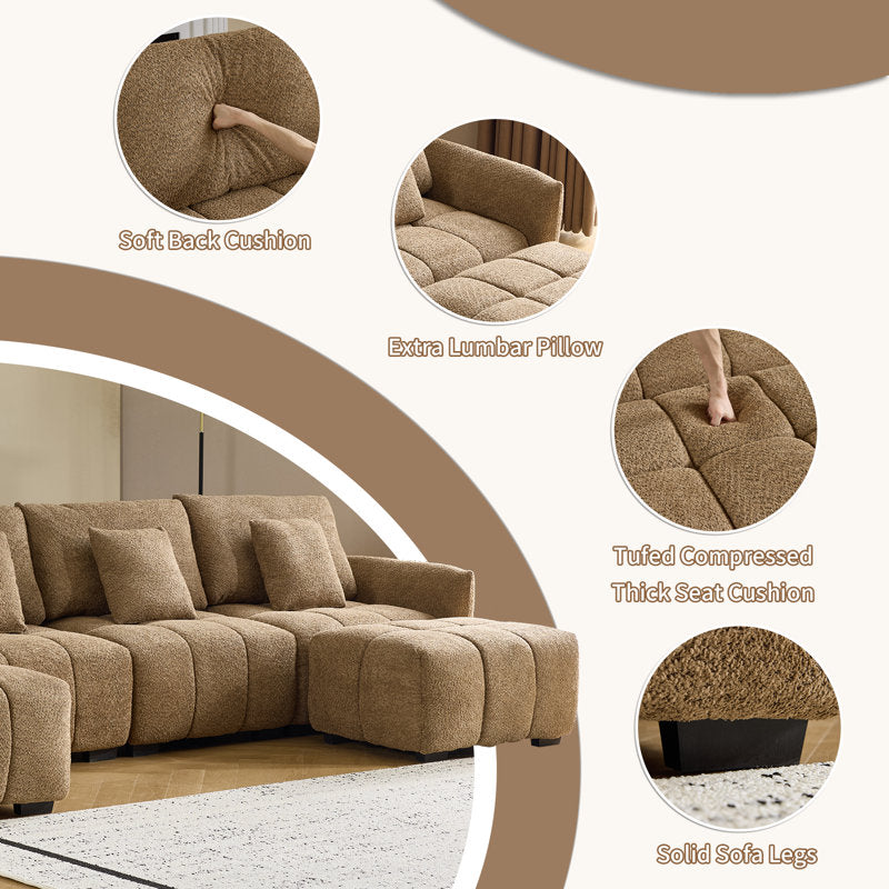 Spacious teak wood sofa for family living room
