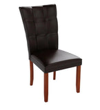 Modern dining table with marble top and leather chairs