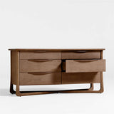 Contemporary solid wood dresser with six drawers
