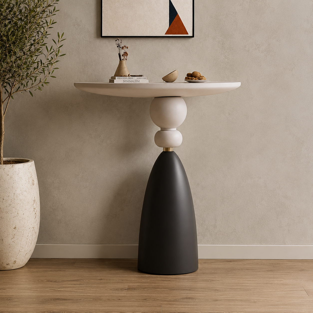 Modern teak wood sculptural console table minimalist luxury furniture