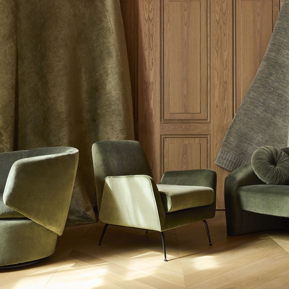 Contemporary olive green fabric lounge chair indoor seating