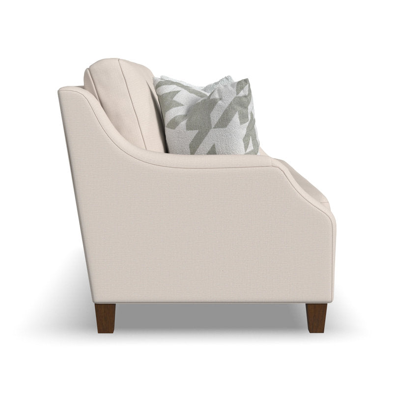 Modern cream loveseat sofa with nailhead trim detailing