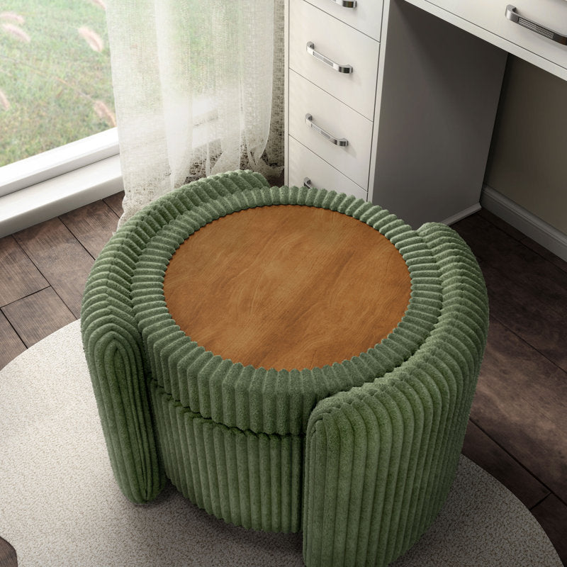 Round modern ottoman coffee table made from solid teak wood