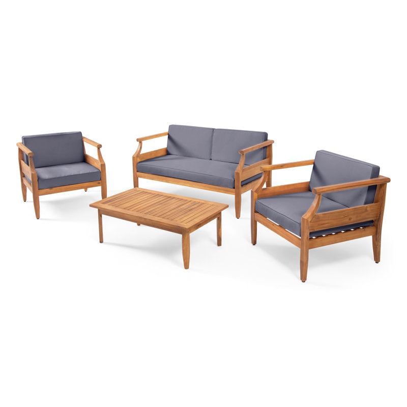 modern wooden sofa set with coffee table
