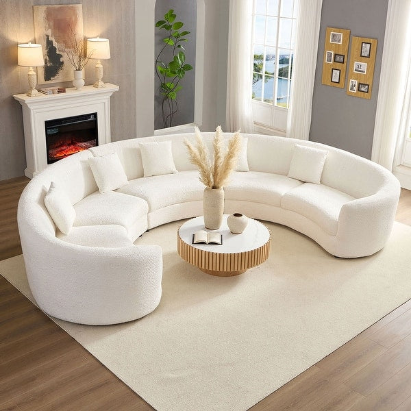 Spacious modern luxury sofa set in cream color