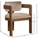 Modern teak wood dining chair with upholstered seat and backrest
