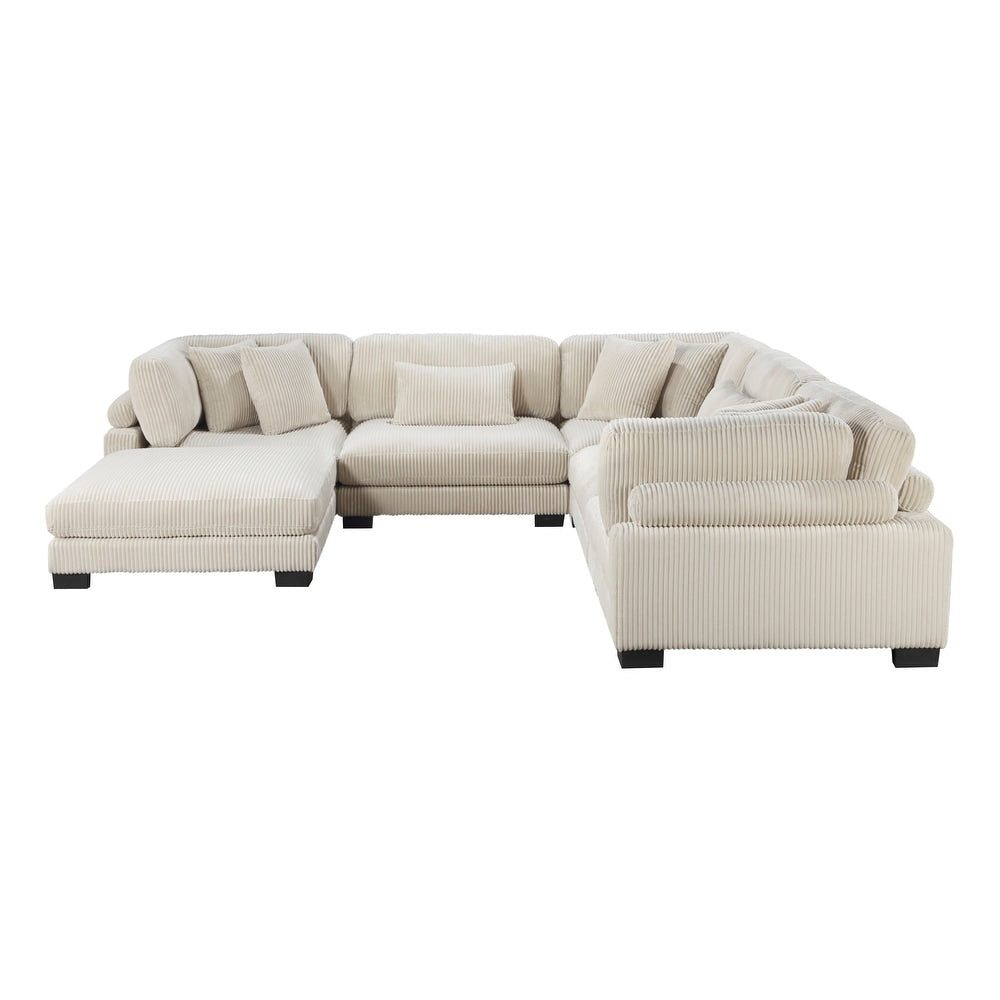 Contemporary teak wood sectional sofa